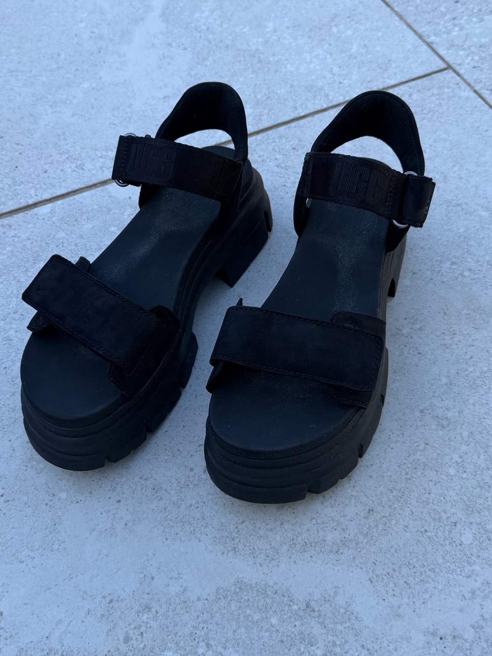 UGG Black Chunky Platform Ashton Lug Sandals - Women
